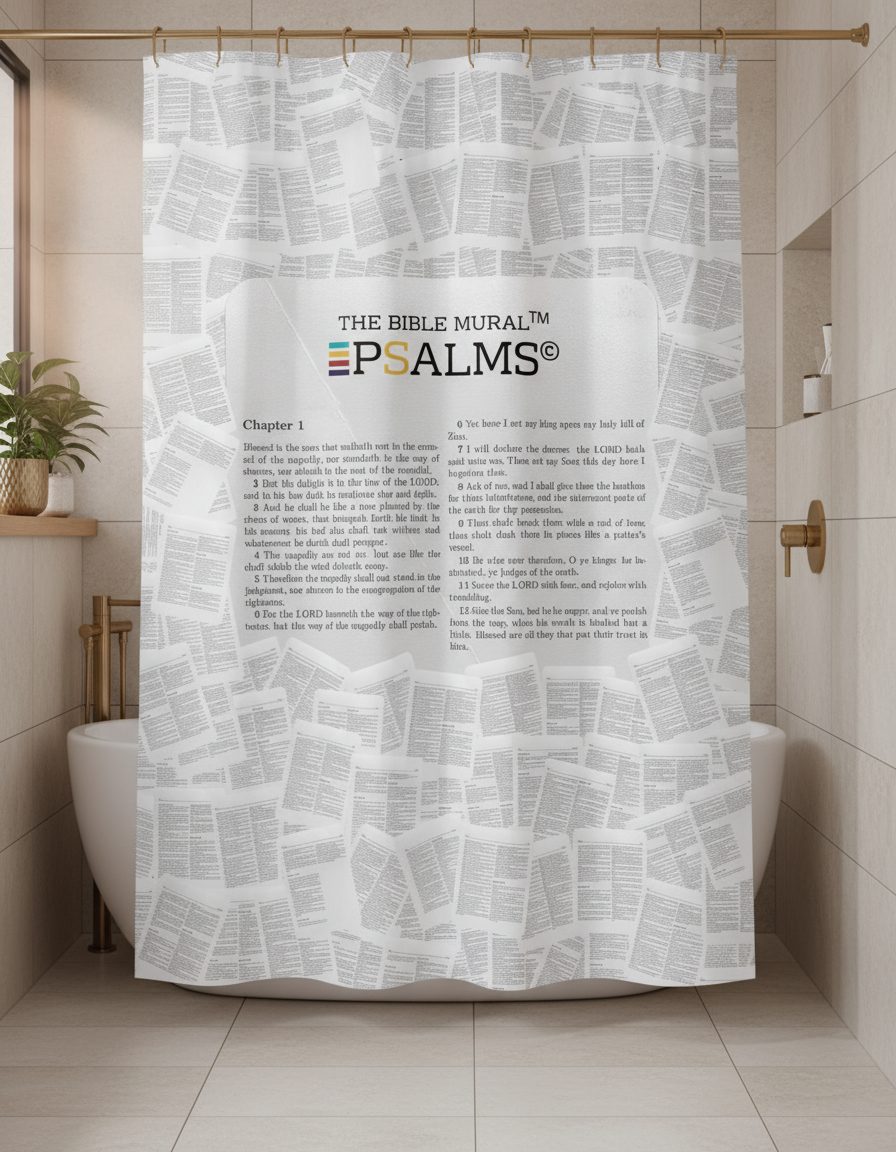 The Bible Mural Shower Curtains | Psalms Edition
